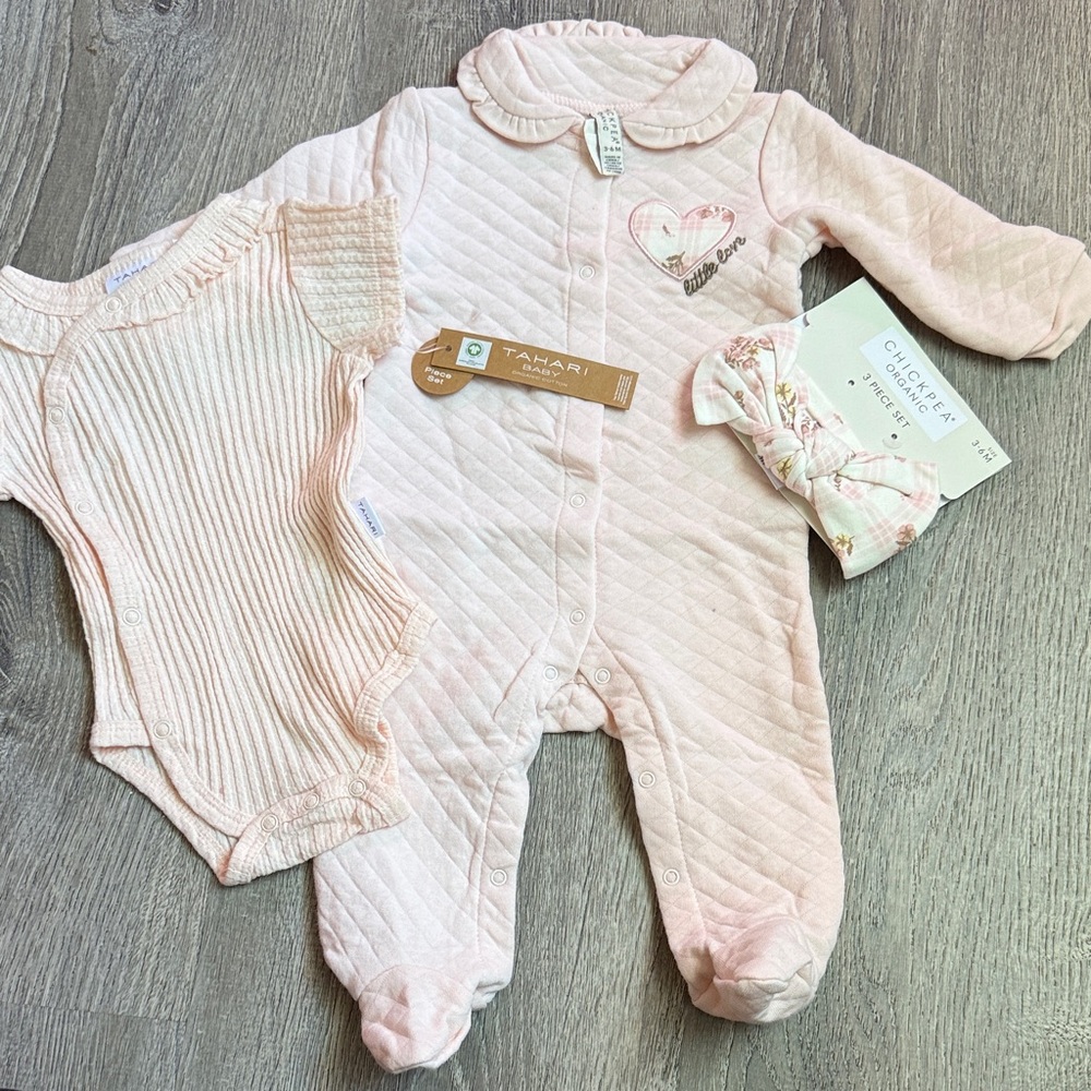 Chic Soft Pink Quilted Baby Footie Set